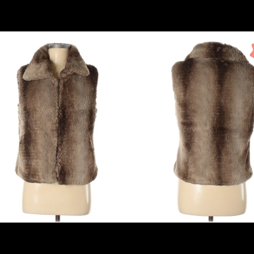 Faux Fur Vest.  XS.  TAN AND BROWN